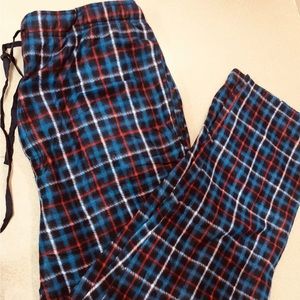 Fruit of the Loom Mens Pajama Sleep Pant Fleece Size Large Blue /Red NWT
